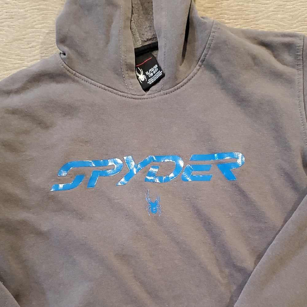 Spyder Men's Charcoal Hoodie with Blue Logo